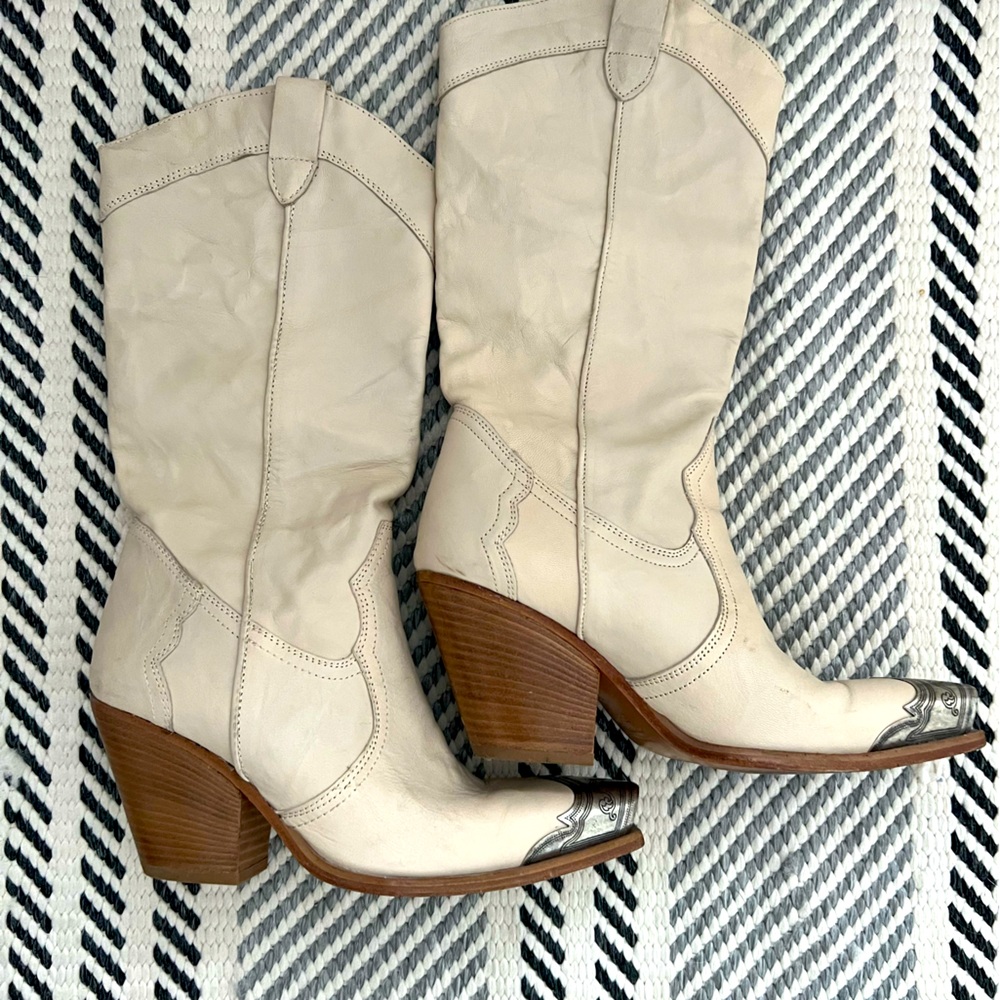 Free people Cream Western Boots
